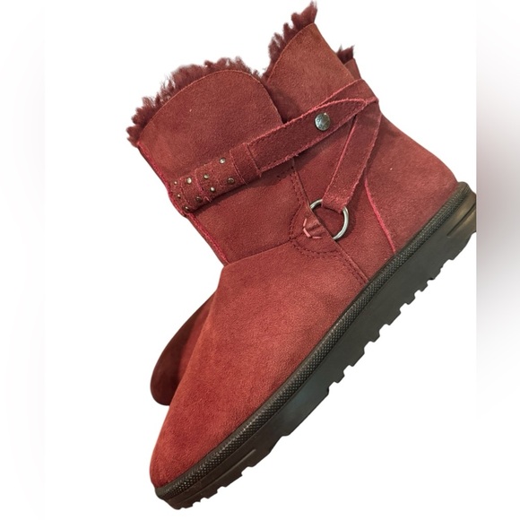 Abeo REGINA Neutral Support Shearling Ankle Boots winter warm comfort Burgundy - Picture 1 of 11